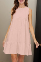 Casual Daily Solid Color Ruffle O Neck Sleeveless Dresses