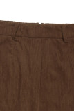 Elegant Solid Color Pocket Slit Regular High Waist Straight Solid Color Bottoms