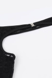 Sexy Solid Color Lace See-Through V Neck Skinny Jumpsuits