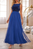 Prom Elegant Solid Color Sequins Mesh O Neck Evening Dresses