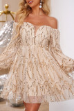 Sexy Solid Color Sequins Tassel Off Shoulder Evening Dresses