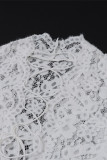 Sexy Solid Color Lace See-Through Strap Design V Neck Lace Dress Dresses