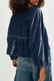 Casual Daily Solid Color Lace Up Velvet Turndown Collar Tops