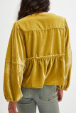 Casual Daily Solid Color Lace Up Velvet Turndown Collar Tops