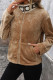 Casual Daily Solid Color Embroidered Pocket Zipper Fluffy Turndown Collar Outerwear