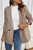 Casual Business Wear Plaid Pocket Buttons Turn-back Collar Outerwear