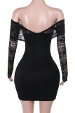 Sexy Solid Color Hollow Out See-Through Backless Off Shoulder Wrapped Skirt Dresses