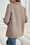 Casual Business Wear Plaid Pocket Buttons Turn-back Collar Outerwear
