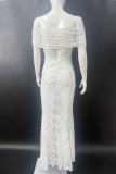 Sexy Solid Color Lace Backless Fishtail Off Shoulder Long Dresses