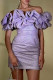 Sexy Solid Color Ruched Sequined Off Shoulder Wrapped Skirt Dresses
