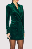 Sexy Solid Color Buttons Velvet Turn-back Collar Suit Dresses