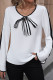 Casual Daily Solid Color Lace Up Contrast O Neck Tops