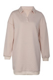 Casual Daily Solid Color Pocket Texture Turndown Collar Long Sleeve Dresses