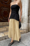 Casual Street Solid Color Zipper Strapless Sleeveless Two Pieces