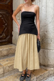 Casual Street Solid Color Zipper Strapless Sleeveless Two Pieces