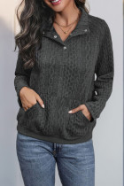 Casual Daily Solid Color Pocket Buttons Texture Turndown Collar Tops