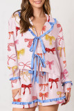 Daily Heart Shaped Bow Lace Up Ruffle Sleepwear