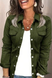 Casual Daily Solid Color Buttons Turndown Collar Tops