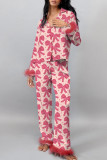 Daily Bow Contrast Feather Trim Sleepwear