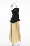 Casual Street Solid Color Zipper Strapless Sleeveless Two Pieces