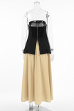 Casual Street Solid Color Zipper Strapless Sleeveless Two Pieces