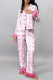 Daily Bow Contrast Feather Trim Sleepwear