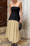 Casual Street Solid Color Zipper Strapless Sleeveless Two Pieces