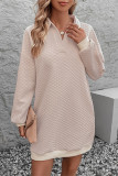 Casual Daily Solid Color Pocket Texture Turndown Collar Long Sleeve Dresses