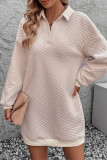Casual Daily Solid Color Pocket Texture Turndown Collar Long Sleeve Dresses