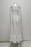 Sexy Street Solid Color Lace Up Backless Sling Dresses