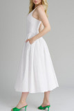 Sexy Solid Color Backless Pleated Halter Sleeveless Dresses