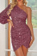 Sexy Party Solid Color Sequins Irregular Sloping Shoulder Wrapped Skirt Dresses