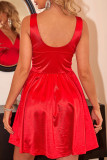Sexy Solid Color Pleated V Neck Sleeveless Dresses