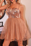 Sexy Party Solid Color Sequins Mesh V Neck Sling Dresses