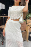 Elegant Solid Color Weave O Neck Sleeveless Two Pieces