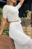 Elegant Solid Color Weave O Neck Sleeveless Two Pieces