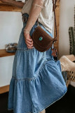 Casual Street Solid Color Distressed Buckle Loose High Waist Type A Patchwork Bottoms