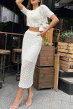 Elegant Solid Color Weave O Neck Sleeveless Two Pieces