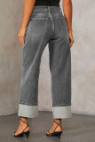 Casual Solid Color Distressed Patchwork Loose Denim Jeans