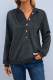 Casual Solid Color Buttons Texture Hooded Tops