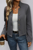 Casual Solid Color Buttons Texture Mandarin Collar Outerwear