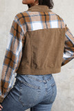 Casual Plaid Patchwork Contrast Turndown Collar Outerwear