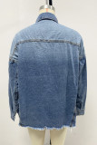 Casual Daily Gradient Color Pocket Contrast Turndown Collar Tops