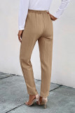 Daily Solid Color Pocket Lace Up Ruched High Waist Pencil Solid Color Bottoms