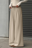 Casual Street Solid Color Patchwork Loose High Waist Wide Leg Solid Color Bottoms(No waist belt)