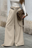 Casual Street Solid Color Patchwork Loose High Waist Wide Leg Solid Color Bottoms(No waist belt)