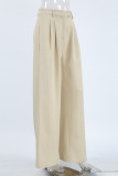 Casual Street Solid Color Patchwork Loose High Waist Wide Leg Solid Color Bottoms(No waist belt)