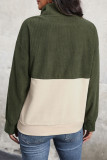 Daily Colorblock Buttons Patchwork Contrast Mandarin Collar Tops