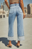 Casual Solid Color Distressed Patchwork Loose Denim Jeans