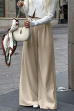 Casual Street Solid Color Patchwork Loose High Waist Wide Leg Solid Color Bottoms(No waist belt)